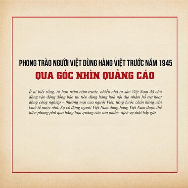 Phong trào người Việt dùng hàng Việt trước năm 1945 qua góc nhìn quảng cáo